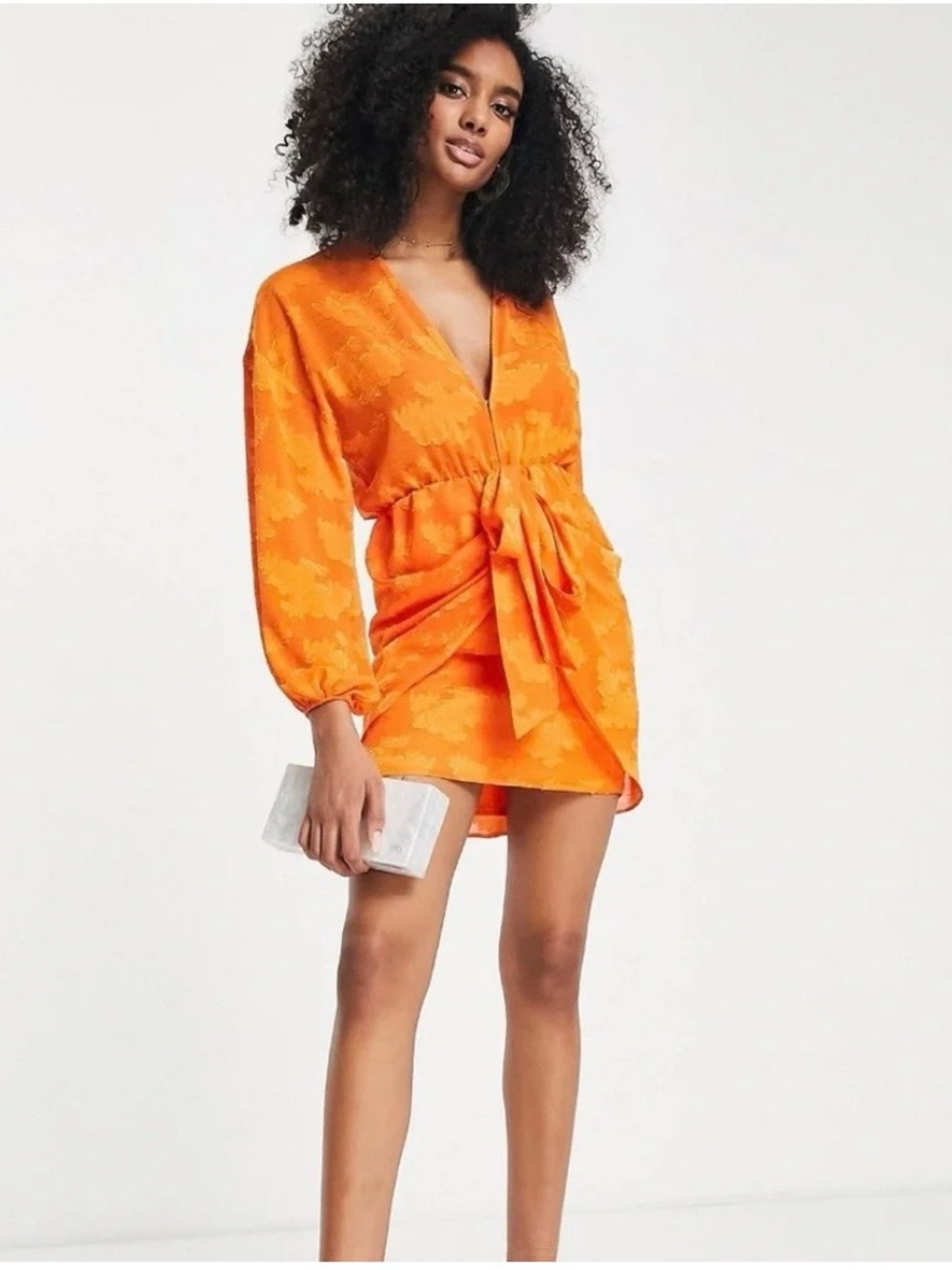 ASOS Orange Tie-Waist Mini Dress